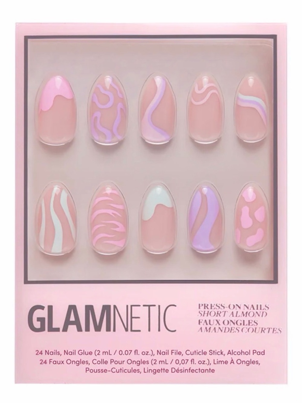 GLAMNETIC Wild Card Short Almond Press-On Nails New Sealed
